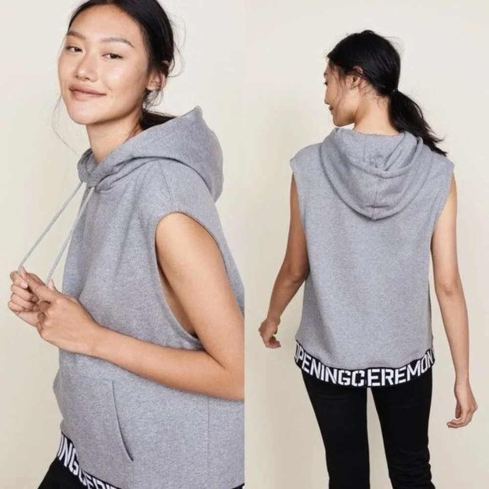 Opening Ceremony OC Elastic Logo Hoodie Vest Muscle Tank - Picture 3 of 9